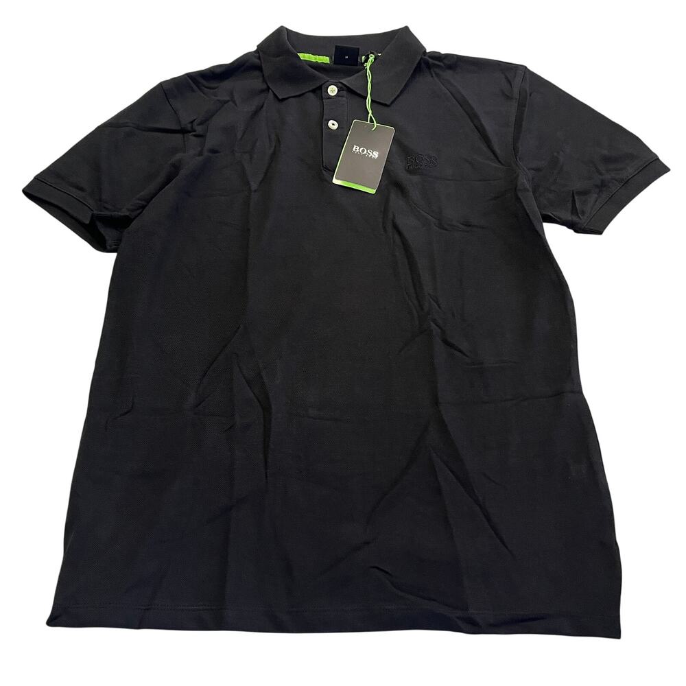 HUGO BOSS Men's Polo Top Regular Fit Pima Cotton Black Medium